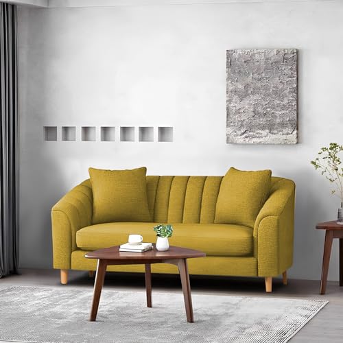 Image of Doraldo 2 Seater Sofa Set for Living Room (Yellow) Premium Fabric Sofa