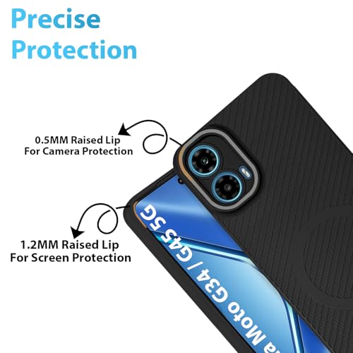 Image of LIRAMARK Rugged Carbon Fibre TPU Armor Silicone Back Cover Case for Motorola Moto G34 / G45 5G