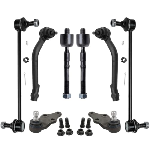Detroit Axle - Front 8pc Suspension Kit for 2012-2014 Hyundai Sonata, for 2012-2015 Kia Optima, 2 Lower Ball Joints, 4 Inner & Outer Tie Rods, 2 Sway Bar Links Replacement