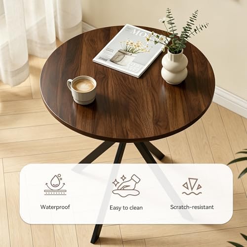 31.5" Small Round Dining Table Set for 2, Mid-Century X-Shaped Leag Table - 2