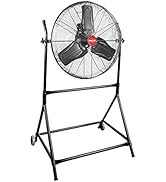 OEMTOOLS OEM24880 24 Inch Rolling Tilt Fan, 8600 CFM Industrial Fan, 180 Degree Rotating Greenhou...