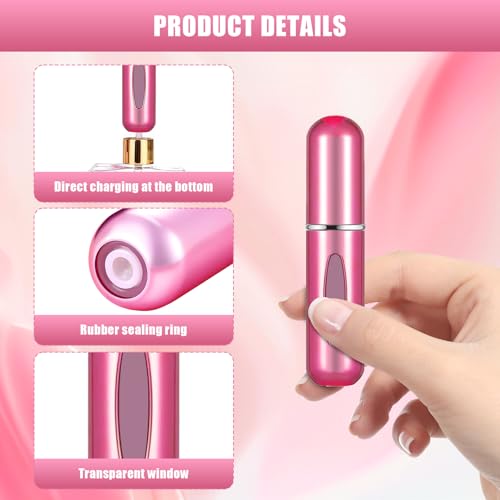 Image of Portable Mini Perfume Atomizer Bottle, 5ml /0.17oz Refillable Spray, Scent Pump Case, Travel Atomizer (Glossy Rose Red)