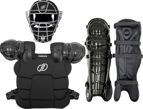 FORCE3 Ultimate Umpire Defender Helmet Set (Black, 16.5