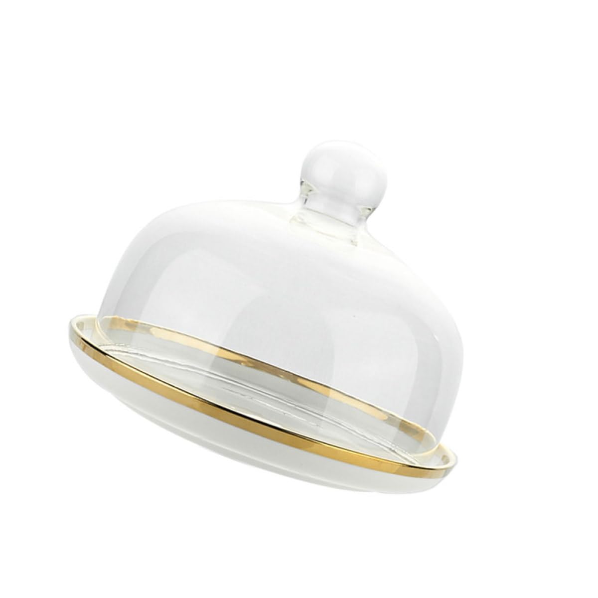 CALLARON Set de 1 Couvercle à Gâteau en Verre avec Plateau en Céramique, Protège Les Desserts et Garde la Fraîcheur, pour Mariages et Réceptions