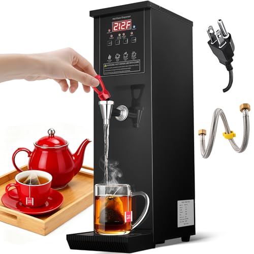 Image of Commercial Hot Water Dispenser 30L /Hour Hot Water Boiler Countertop Auto-filling Water Hot Water Machine Step-heating 104-212F Adjustable for Boba Tea Office Restaurant Hotel Black 1500W
