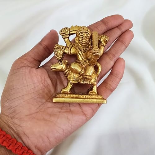 Estatua religiosa de Bhairav Mahakal de latón 2.75" miniatura 7