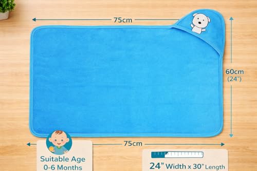 Image of First Kick Baby Blanket Newborn Polar Fleece Hooded Blanket with Premium Embroidery, 200 GSM All-Weather Newborn Wrapper, White Piping Stitch, 24 x 30 Inches, 0-6 Months, Pink, Sky, Mango