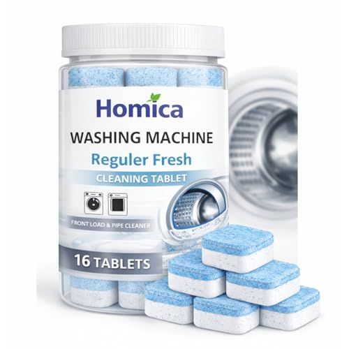 Image of Washing Machine Cleaner Tablets (16 Tablets) | Drum & Pipe Deep Cleaner |Removes Odour, Limescale & Residue | For Front Load & Top Load Fully Automatic Washing Machines | Fresh Scent