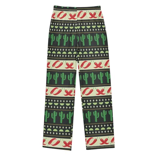 ZZXXB Chilli Cactus Boys Long Pants Soft Trousers Elastic Waist Kids Lounge Bottoms with Pockets S-XL