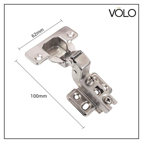 Image of VOLO 2D Normal Mild Steel Cabinet Hinges for Furniture, Wardrobes, Doors, and Storage Units | (15 Crank | Inset, 10 Pieces (5 Pair))
