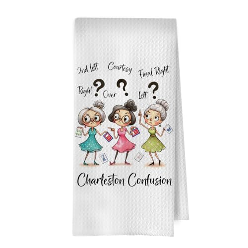 Image of Charleston Confusion Kitchen Towels - Funny Mahjong Gifts Decorative Waffle Dish Towels, Mah Jong Gift Hand Towe, Mahjong Players Lovers Tea Towel, 16x24 Inch