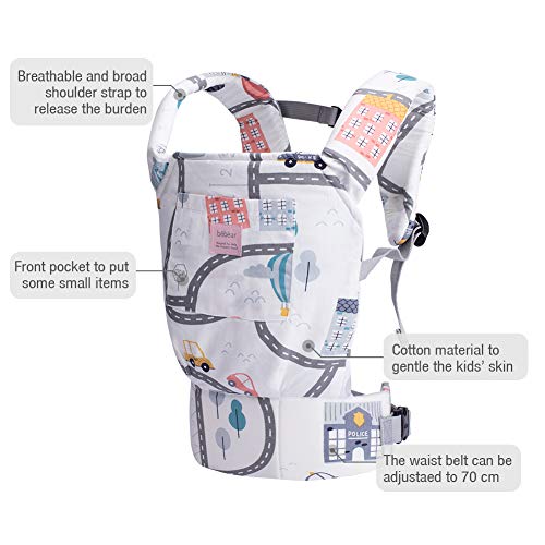 Bebamour Baby Doll Carrier for Kids Front and Back Carrier Original Cotton Baby Carrier for Doll for Boys & Girls (White Traffic) - Thumbnail 7