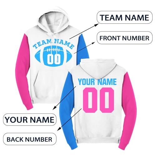 YanNanKe Custom Hoodies Design Your Own Football Sweatshirts with Team Name Number Personalized Athletic Pullover Hoodies2