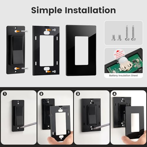 Image of SURAIELEC Upgraded Antenna Wireless Light Switch and Receiver Kit, Black