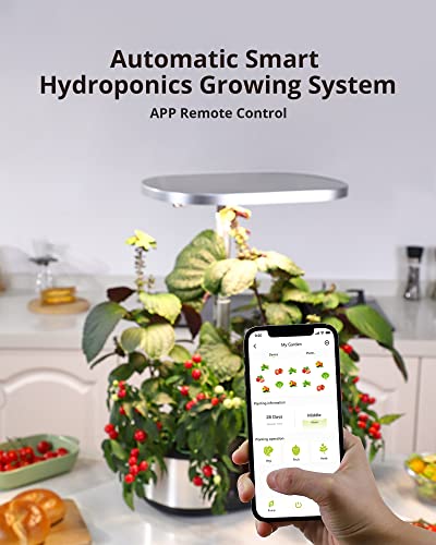 ACONEE 12 Pods WiFi Hydroponics Growing System Indoor Garden with APP Control, 3 Planting Modes, Automatic Timer, Silent Pump, Up to 30", 30W LED Light, Fixed Hook, GS1 Basic