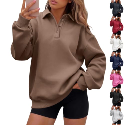 Oversized Sweatshirt for Women Cute Preppy Polo Fleece Pullover Hoodie - image 1