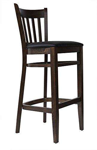 Barhocker Barstuhl Tresenhocker Holz Buche Höhe 78cm für Gastro Bistro Cafe Küche, braun mit Polstersitz Kunstleder, fertig montiert Belastbarkeit 150 kg *TB002 Cover