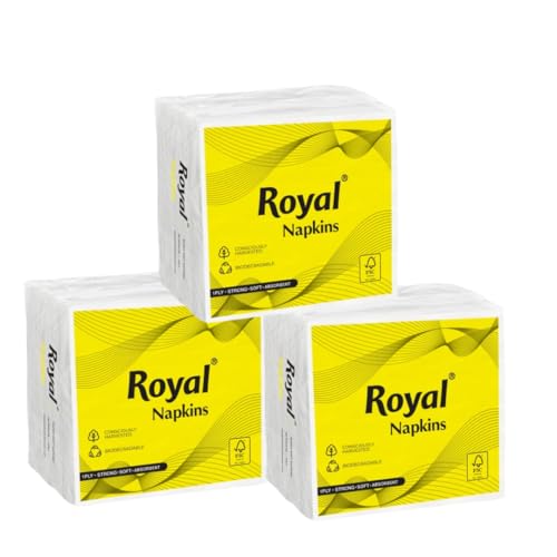 Image of Royal Tissue Paper Napkins (270 Pulls) 90 Pulls X 3 Packs | 1-Ply Soft Paper Napkins | Hygienic Disposable Napkins for Home & Office