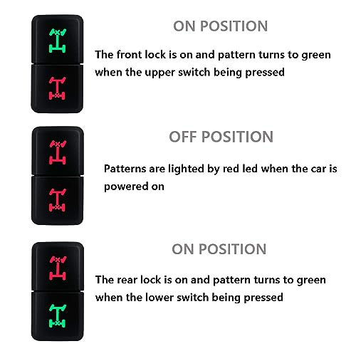 Image of Front Diff Lock & Rear Diff Lock Dual Push Button Switch 4X4 2X4 4WD /2WD Push Switch for Toyota Tacoma Prado Fortuner Hilux 39mm X 21mm