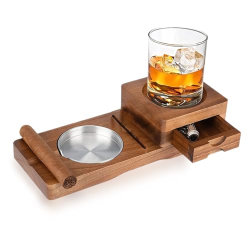 Osuter Cenicero de Madera para Cigarros,Cenicero de Puros De Madera Cajón y Ranura para Puros Juego de Accesorios para Puros Regalo para Hombres Lujo Para Puros