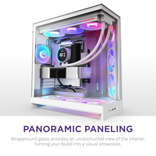 Image of NZXT H9 Flow RGB (2025) - Large Dual-Chamber ATX Mid-Tower Airflow PC Case - Includes 1 x 420mm RGB Fan Unit & 1 x 120mm Fan - 420mm Radiator Support - Tempered Glass - Back-Connect Ready - White