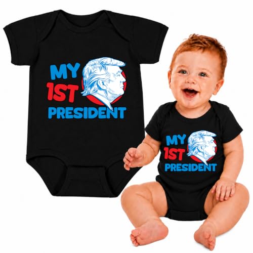 Wild Bobby My 1st President Funny Baby Bodysuit for Boys & Girls Cute Infant Outfit Funny Baby Clothes Newborn Gift for New Parents Black 18M