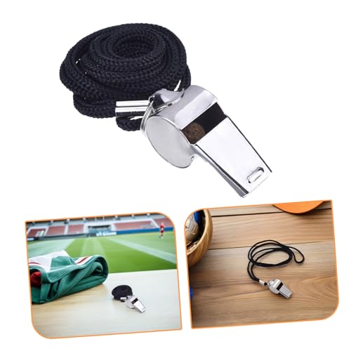 Silbatos de árbitro y entrenador acero inoxidable 6 pzas con cordón miniatura 7