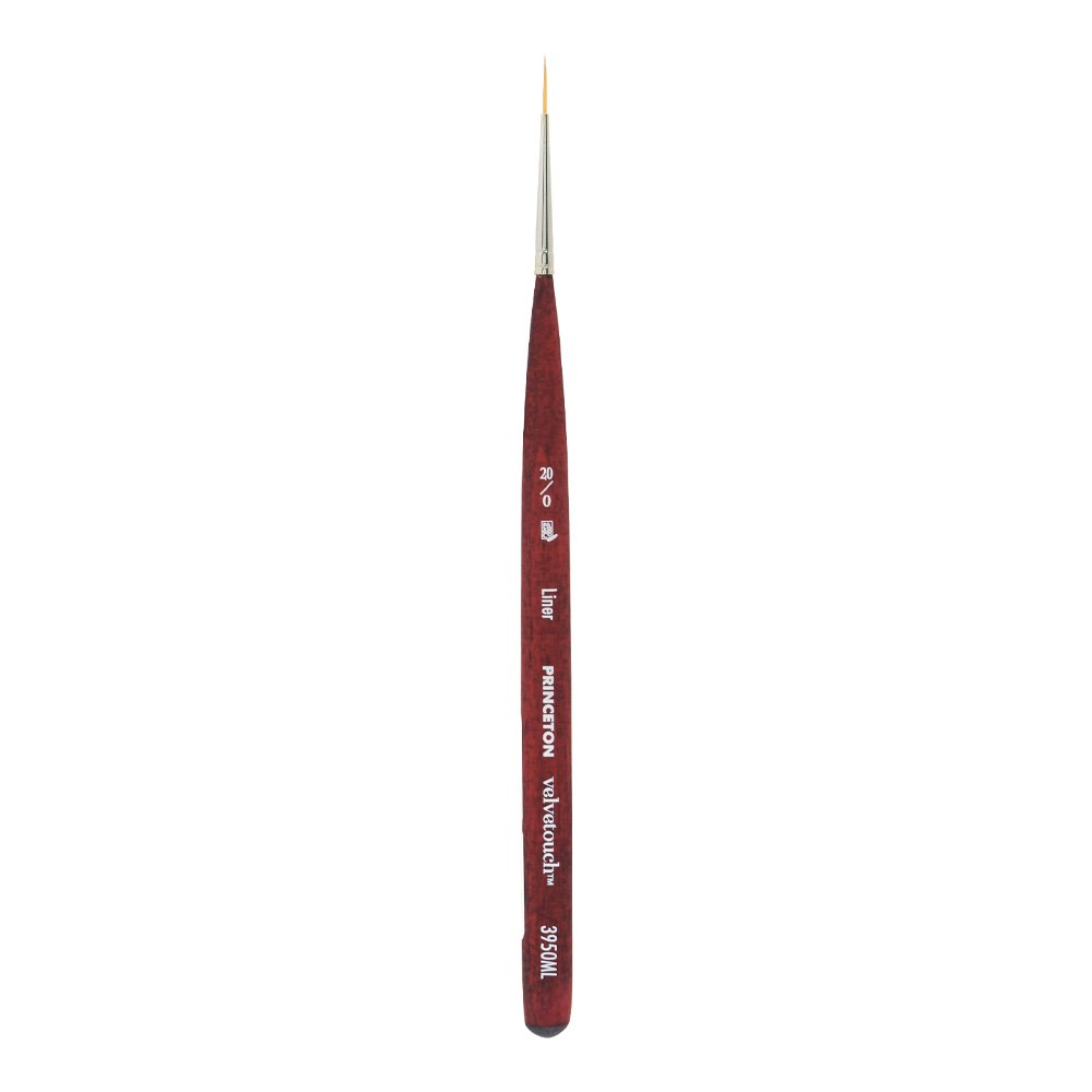 Princeton Velvetouch Mini Liner Brush, Synthetic, Short Handle, Size 20/0 inch, 1 Count