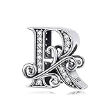 Conjunto cuentas con letras circonita hechas mano en plata ley S925 para pulsera