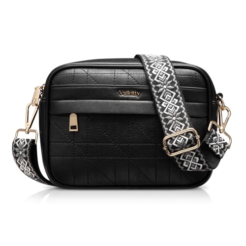 Crossbody Purses For Women, Small Quilted Crossbody Bag Trendy Leather Shoulder Handbags With Wide Strap