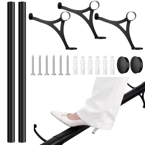 Image of Zonon 6 ft Bar Foot Rail Kit Black Undercounter Mount Hardware and Tubing Complete Kit Foot Railing for Bar Dome End Cap Stainless Steel Black Finish for Kitchen Island Indoor Outdoor