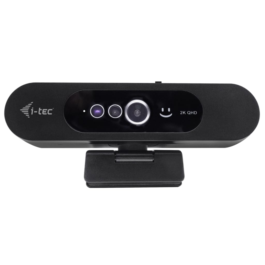 i-tec Solomon WH200 Webcam 2K mit Native Unterstützung für Windows Hello, Hochwertiges Mikrofon und Integrierte Datenschutzabdeckung zum Schutz des Benutzers
