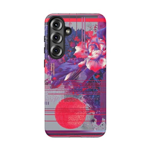 Accents néon et coque Samsung S25 Plus Violet florale abstraite mate