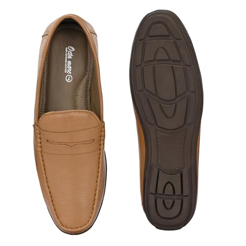 Image of Octa marc Men's Genuine Leather Loafer Shoes | Natural Rubber Sole with Soft Cushioned Insole | Classic Slip-On Design for Office, Party, Formal & Casual Wear