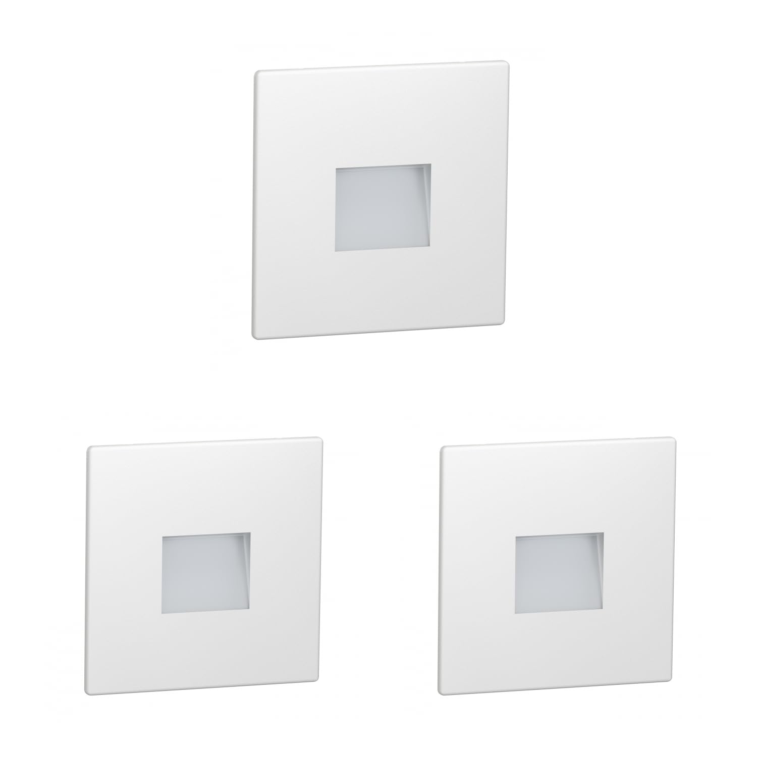 ledscom.de 3 LED Staircase Light/recessed wall Light FOW for Indoors and Outdoors Downlight, Angular, 85 x 85mm, Cool White