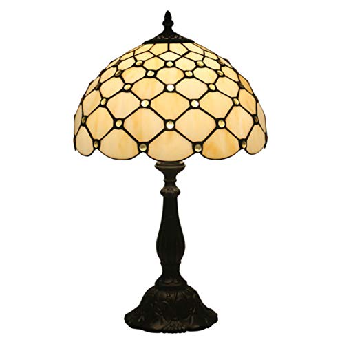 Lampe de table en verre taché jaune E27 luminaire décoratif vintage 12 pouces chambre bureau