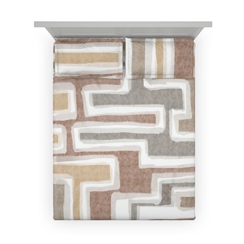 Image of Ddecor - Pack of 1 Cotton Abstract King 145 TC Bedsheet with 2 Pillow Covers - Brown