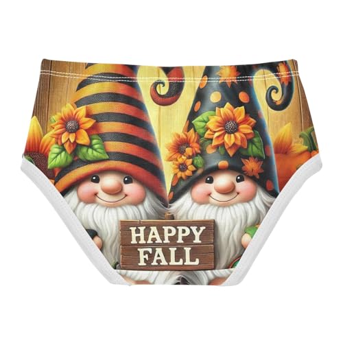 Happy Fall Cute Gnomes Autumn Girl Panties Cute Toddler Girls Underwear Cotton Animals Briefs Underpants 2t2