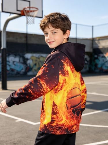 Image of TUONROAD Boys Hoodies 3D Graphic Sweatshirt Lightweight Pullover 6-16T cool