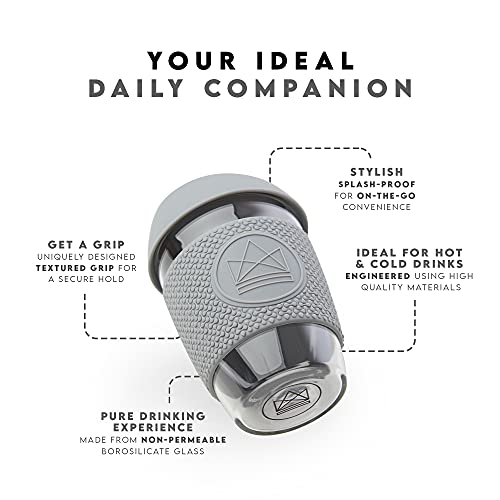 Neon Kactus - Vaso de cristal de borosilicato soplado a mano, Taza de café para llevar reutilizable con tapa de silicona… - Imagen 3