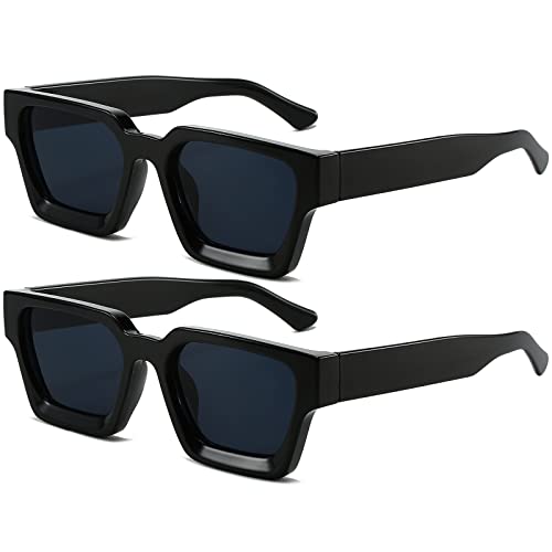 Image of AIEYEZO Square Sunglasses for Women Men Square Thick Frame Sun Glasses Simple Designer Style Shades