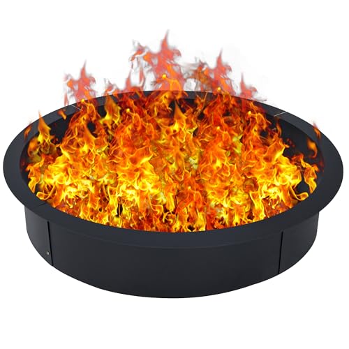 Fire Pit Ring 2.5 mm Steel Heavy Duty Firepit Cooking Ring Large Fire Pit Insert Round, Above/In Ground Fire Pit, for Camping Garden Backyard, 39 in x