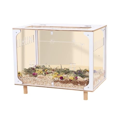 LairaAur ハムスターメタル透明水槽ケージ 8.5mm 加厚咬み防止二枚ドア款 全閉鎖逃げ防止 静音ランナー付き 2 段重ね可 ゴールデンハムスターハリネズミ爬虫類通用 (B)