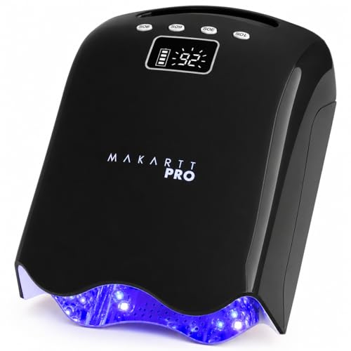 MakarttPro LuxuriaPro 98W Professional UV LED Nail Lamp | 42 Powerful LEDs for Fast and Efficient Curing Gel Nails | Rechargeable 5200mA Lithium Battery | Cordless Nail Dryer (Luxe Black)