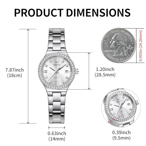Image of OLEVS Watch Women Silver Stainless Steel Dress Analog Luminous Watch