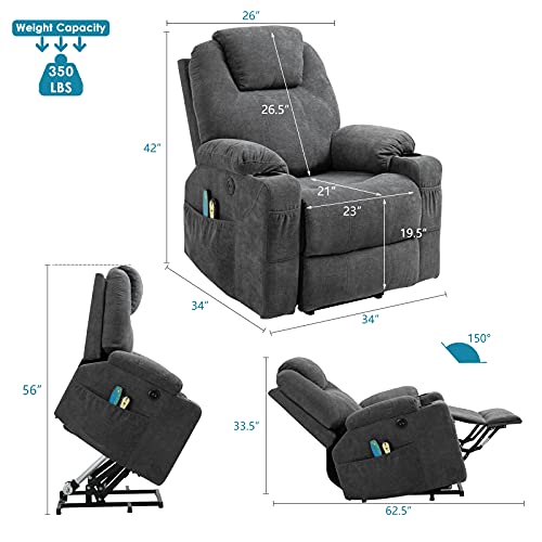 Sillón plegable ergonómico gris con masaje eléctrico miniatura 2