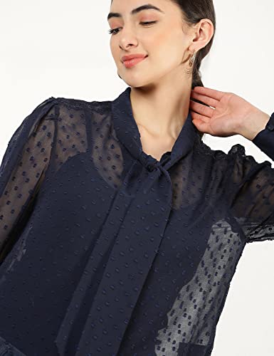 Image of Marks & Spencer Womens Self Design Polyester V-Neck Regular Fit Top