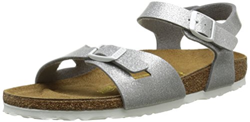 Birkenstock Mädchen Rio Birko-Flor Knöchelriemchen Sandalen, Silber (Magic Galaxy Silver), 26 EU