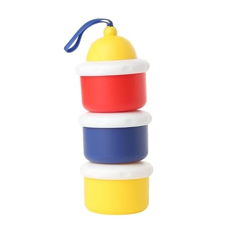 GUCHIGU 3-Layer Portable Baby Formula Dispenser | BPA Free, Milk Powder Container with lids | 3 Compartment Food, Fruit Storage with Carrying Handle for Babies/Infants/Toddler (Multi-Colored)