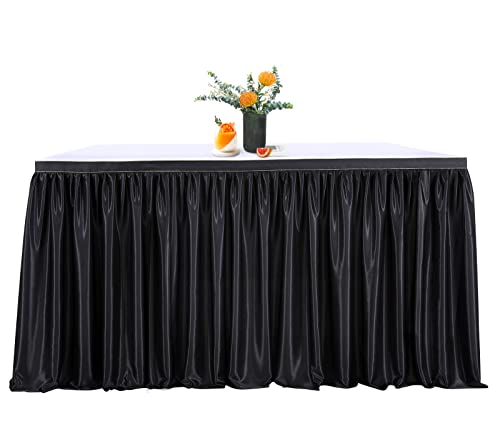 Queendream FBA-50DTABLESKIRT-6FTBLACK0227 Black Polyester Table Skirt thumb #3